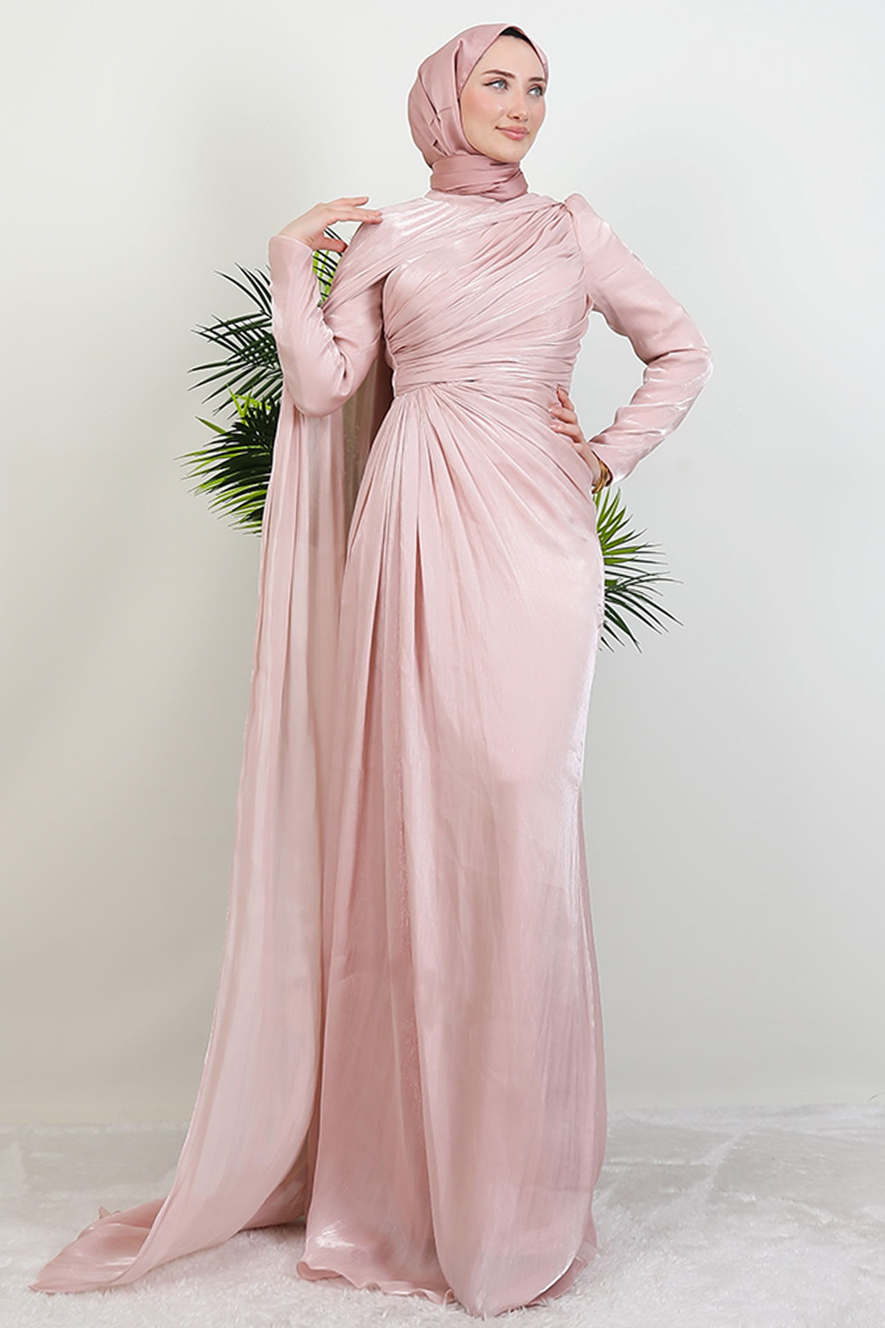 GİYZAMİLA - Burcu Tesettür Abiye Soft Pembe