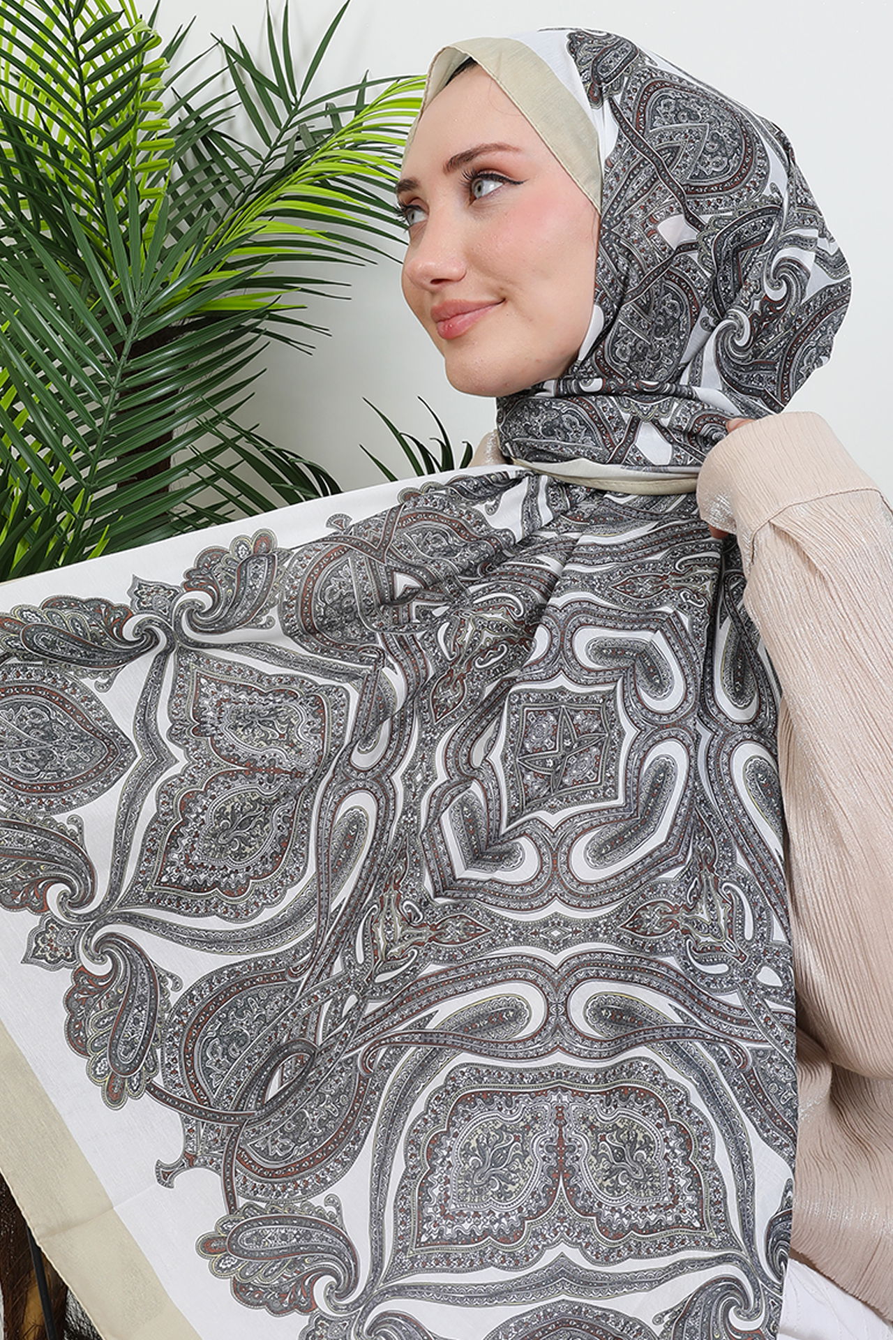 Desenli Dijital Şal Soft Sarı 